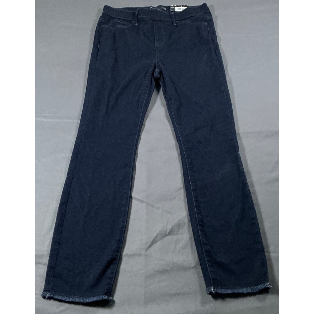 Simply Vera Vera Wang Womens Mid-Rise Shaping Leggings Dark Wash Raw Hem Small